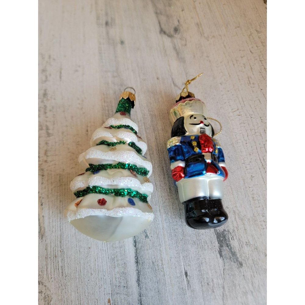 Nutcracker Christmas tree‎ blown glass ornament set light unique